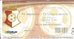 Sport Match Ticket UL000379 - Football (Soccer): Napredak Vs Crvena Zvezda (Red Star) Belgrade: 2014-09-13 - Tickets D'entrée