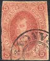 GJ.25, 5c. 4th Printing, Semi-clear Impression, Dark Rose, With Small 4 Circles SALAVINA FRANCA Cancel In Black,... - Oblitérés