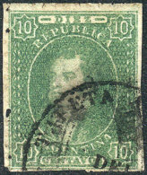 GJ.23, 10c. Worn Impression, Yellow-green, With Cancel Of Estafeta Ambulante Del ? (to Be Defined), Separated With... - Oblitérés