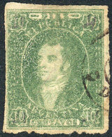 GJ.23, 10c. Worn Impression With Little Ink, Yellow-green, With Double Circle Datestamp In Black, Separated With... - Oblitérés