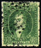 GJ.23, 10c. Worn, Yellow-green, With Dotted Cancel Of Santa Fe In Black, VF! - Oblitérés