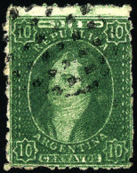 GJ.23, 10c. Yellow-green, Worn Impression, 7x7 Dotted Cancel Of Buenos Aires In Black, VF! - Oblitérés