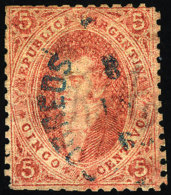 GJ.19, 5c. 1st Or 2nd Printing, Semi-clear Impression, Brick Red, With Rimless Datestamp Of Concepción Del... - Oblitérés