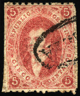 GJ.19, 5c. 1st Or 2nd Printing, Worn Impression, Brick Red, With Cloud Salta Cancel In Black, Rare And VF! - Oblitérés