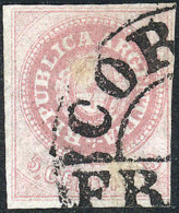 GJ.10, 5c. Without Accent, Rose, With Horseshoe CORDOBA FRANCA Cancel, Light Thin, Pale. Catalog Value US$20. - Oblitérés