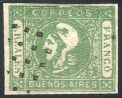 GJ.16, 4 Reales, Green, Worn Impression, With Dotted Cancel Of Buenos Aires, Minor Defects. Catalog Value US$100. - Buenos Aires (1858-1864)