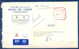 1969 , CHINA / CHINE , SOBRE CERTIFICADO CIRCULADO ENTRE TSINGTAO Y AMSTERDAM , BANK OF CHINA , CORREO AÉREO - Storia Postale