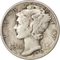 Monnaie, États-Unis, Mercury Dime, Dime, 1941, U.S. Mint, Philadelphie, TB+ - 1916-1945: Mercury (Mercure)