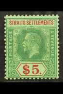 1921-33 $5 Green And Red On Green SG 240a, Very Fine Mint. For More Images, Please Visit... - Straits Settlements