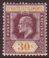 1909 30c Purple & Orange-yellow SG 162, Vf Mint. For More Images, Please Visit... - Straits Settlements