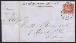 SCOTTISH EXPERIMENTAL DUPLEX CANCEL - LEITH 1857 (August) 1d Red On Entire To Edinburgh, Tied By A Fine Full... - Altri & Non Classificati