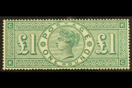 1891 £1 Green Queen Victoria, SG 212, Superb Mint. Beautiful Stamp With Only The Barest Trace Of Hinging,... - Altri & Non Classificati