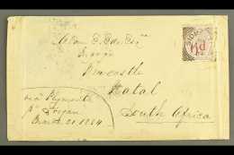 1884 (20 MAR) COVER TO NATAL Bearing 1883 6d On 6d "slanting Dots" Variety, SG 162a, Tied By "SIDMOUTH" Squared... - Altri & Non Classificati