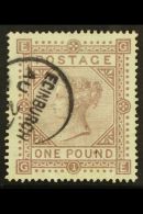 1867-83 £1 Brown- Lilac Wmk Anchor On White Paper, SG 136, SUPERB USED With Choice Small Single- Ring Cds Of... - Altri & Non Classificati