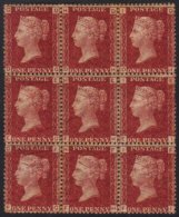 1858 1d Red Plate 216, A Lovely NEVER HINGED MINT Block Of Nine, One Lower Stamp With Vertical Perfs Separated... - Altri & Non Classificati