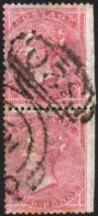 1855-7 4d Pale Carmine, Wmk Medium Garter, SG.64, Used VERTICAL PAIR, Minor Faults And With Straight Edge At... - Altri & Non Classificati