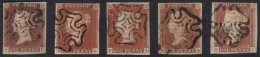 1841 1d Red, Early Plates, Expertly Plated Examples With Four Margins And Neat Maltese Cross Cancels Comprising... - Altri & Non Classificati