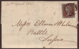 1841 (21 Apr) EL Sent Within Battle, Sussex Bearing An 1841 1d Red- Brown 'KB' From 'black' PLATE 8 (SG 7), With 4... - Altri & Non Classificati