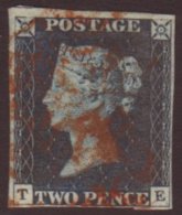 1840 2d Deep Full Blue 'TE' Plate 1, SG 4, Used With Smudgy Red MC Pmk, Pressed Vertical Crease. For More Images,... - Altri & Non Classificati