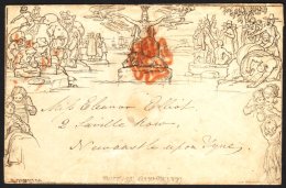1840 1d Black Mulready Envelope, (A180), Used JY 11 1840 From Liverpool To Newcastle, With Red M/C Cancels. For... - Altri & Non Classificati