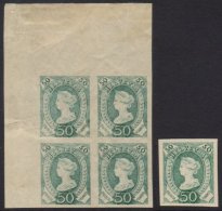 1882 50c Blue- Green "Liberatas" ESSAY (similar Frame To The Standing Helvetia But With Head- Only Vignette),... - Altri & Non Classificati