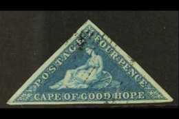 CAPE OF GOOD HOPE 1853 4d Deep Blue, On Slightly Blued Paper, SG 4, Fine Used With Light Cancel, Three Large &... - Non Classificati