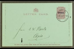 1915 LETTER CARD 1d Dull Claret On Blue, Inscription 94mm, H&G 1a, Posted Locally, Apia 12.05.15, Clean &... - Samoa