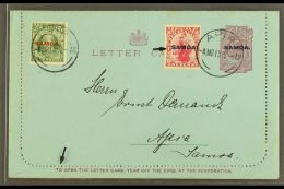 1915 LETTER CARD 1d Dull Claret On Blue, Inscription 94mm, H&G 1a, UPRATED With 1914-15 ½d & 1d,... - Samoa
