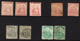1862 Perf 13 1d Unused (3), 4d Used, Another 4d Unused Without Margins, 6d Used (2) And 1s Used (2), Some Usual... - St.Cristopher-Nevis & Anguilla (...-1980)