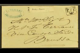 OFFICES IN LEVANT 1859 Cover Front Bearing An Example Of The Scarce 'Porto-Piastre' Label With Manuscript... - Non Classificati