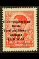 LUBIANA 1941 1.50d Scarlet Overprint With Two Bars (Sassone 34, SG 39), Fine Never Hinged Mint, Fresh, Expertized... - Non Classificati