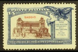 1911 15c Victor Emmanuel II Monument ESSAY, Perf 11 With "SAGGIO" Opt In Red, CEI Catalogue P86A, Fine Mint With... - Non Classificati