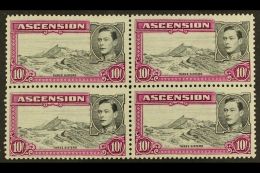 1944 KGVI 10s Black And Bright Purple, Perf 13, SG 45c, Block Of Four Never Hinged Mint, Upper Right Stamp With... - Ascensione