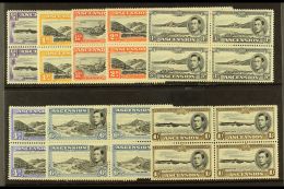 1942-44 KGVI Perf 13 Set To 1s, SG 38b/44a, In Very Fine Never Hinged Mint BLOCK OF FOUR. (8 Blocks = 32 Stamps).... - Ascensione