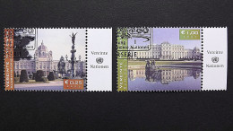 UNO-Wien 387/8 Oo/ESST, UNESCO-Welterbe In Österreich: Kunsthistorisches Museum, Wien, Schloss Belvedere, Wien - Oblitérés