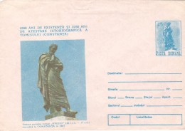 OVIDIU STATUE, TOMIS-CONSTANTA, COVER STATIONERY, 1987, ENVELOP ERROR - IMAGE DOWNWARDS, ROMANIA - Variétés Et Curiosités