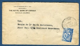 Colombie, Enveloppe Commerciale De Manizales Pour Paris En 193....  Voir 2 Scans   Réf. 945 - Colombia