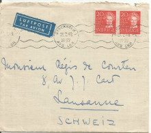 SUEDE LETTRE AVION POUR LA SUISSE DU 21/2/1949 - 1930- ... Coil Stamps II