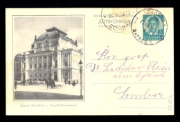 Illustrated Stationery - Image Zagreb (Kazaliste - Theater) / Stationery Circulated, 2 Scans - Andere & Zonder Classificatie