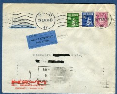 Norvège - Enveloppe De Oslo Par Avion ( étiquette) Pour La France En 1936  Voir 2 Scans   Réf. 975 - Storia Postale