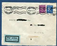 Finlande - Enveloppe De Helsinski Par Avion ( étiquette) Pour La France En 1936  Voir 2 Scans   Réf. 980 - Briefe U. Dokumente