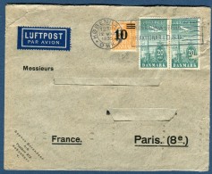 Danemark - Enveloppe De Copenhague Par Avion Pour La France En 1935 ( Adresse Découpée)  Réf. 982 - Storia Postale