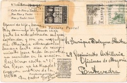 18006. Postal BARCELONA  1943. VARIEDAD.  Sello Recargo Exposicion. Calle Rius I Taulet - Barcelone