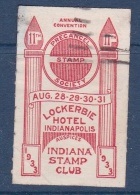 Etats Unis - Vignette Indiana Stamp Club 1933 - Oblitéré - TB - Erinnofilia