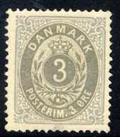 DENMARK 1875 3 øre  Perforated 14:13½ Grey/grey-blue LHM / *.   Michel 22 I YAa - Unused Stamps