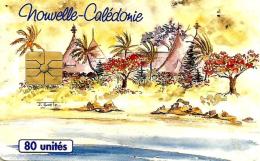 NEW CALEDONIA 80 U HOUSES ON THE LAGGON LANDSCAPE  CHIP NCL-21 1994 CV$15US READ DESCRIPTION !!! - Nouvelle-Calédonie