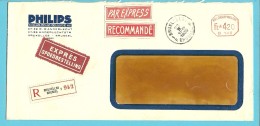 Brief Met Roodfrankeering "B145"  Aangetekend Per EXPRES Met Stempel BRUXELLES, Hoofding PHILIPS - ...-1959