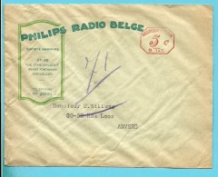 Brief Met Roodfrankeering "B145" Met Hoofding "PHILIPS RADIO BELGE / BRUXELLES" - ...-1959