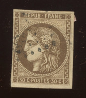 Cérès  30c Brun,  47 Oblit. Légère Filet Touché   , Cote 280 €, - 1870 Emisión De Bordeaux