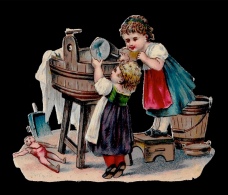 CHROMO Découpi Enfance - La Vaisselle Des Petites Filles - Children